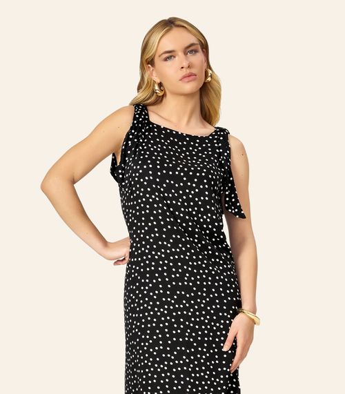 Vestido Feminino Midi Viscose Acetinada Endless Preto