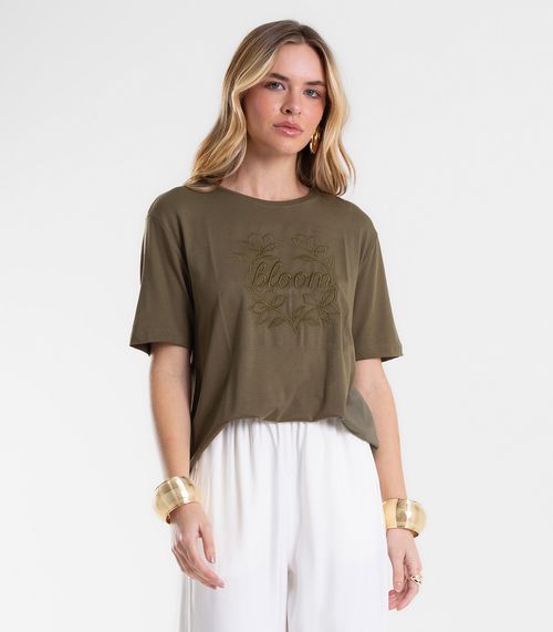 Blusa Feminina Viscose Com Bordado Endless Verde