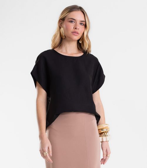 Blusa Feminina Box Em Sarja Lisa Endless Preto