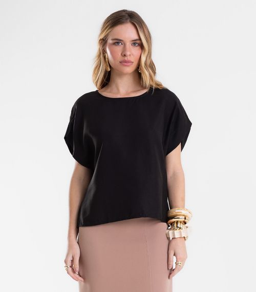 Blusa Feminina Box Em Sarja Lisa Endless Preto