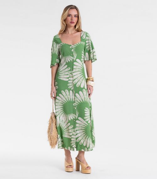 Vestido Feminino Super Midi Estampado Endless Verde