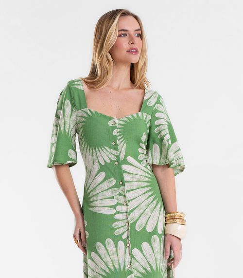 Vestido Feminino Super Midi Estampado Endless Verde