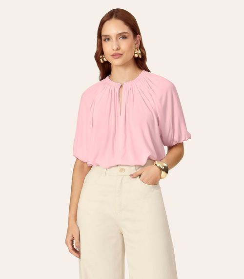 Blusa Feminina Ampla Com Lastex Em Viscose Endless Rosa
