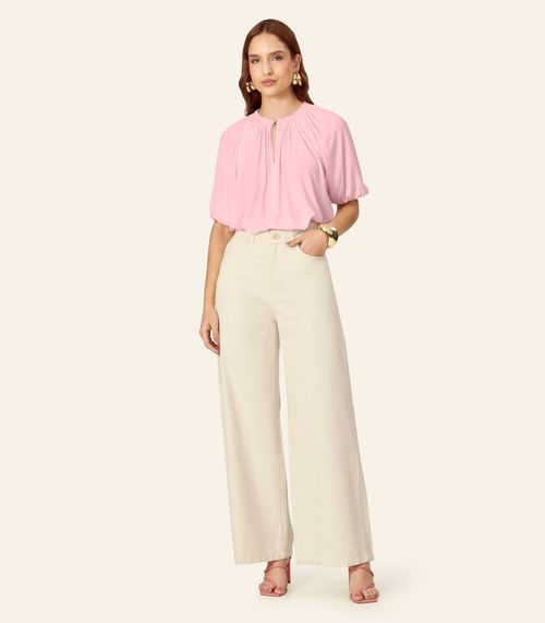 Blusa Feminina Ampla Com Lastex Em Viscose Endless Rosa