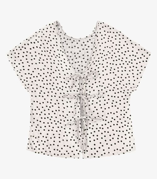 Blusa Feminina Viscose Acetinada Estampada Endless Bege