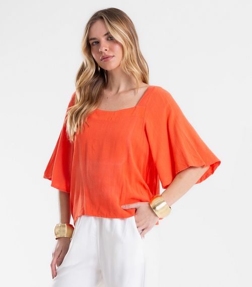 Blusa Feminina Manga Ampla Em Tecido Linho Endless Rosa