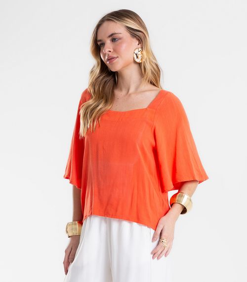 Blusa Feminina Manga Ampla Em Tecido Linho Endless Rosa