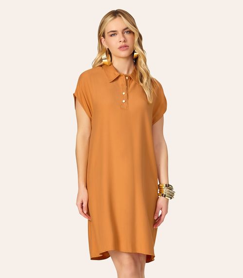 Vestido Feminino Chemise Amplo Liso Endless Marrom