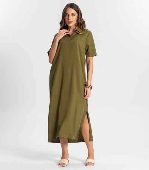 Vestido Feminino Midi Com Fenda Lateral Endless Verde