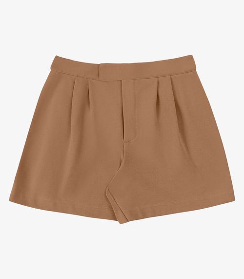 Shorts Feminino Alfaiataria Em Piquet Endless Marrom