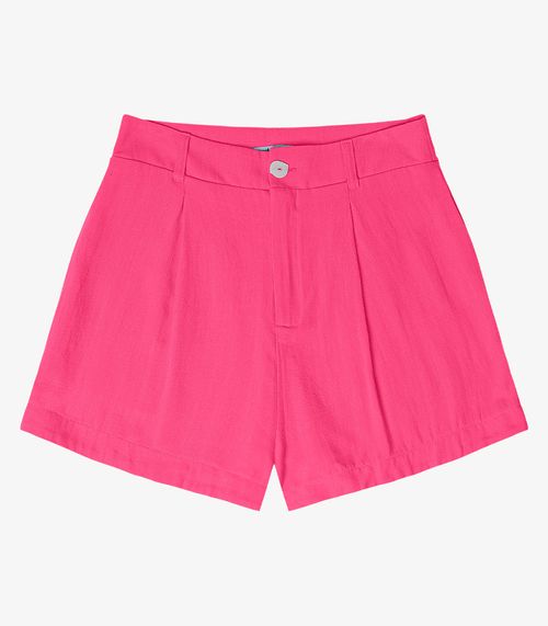 Shorts Feminino Alfaiataria Em Linho Endless Rosa