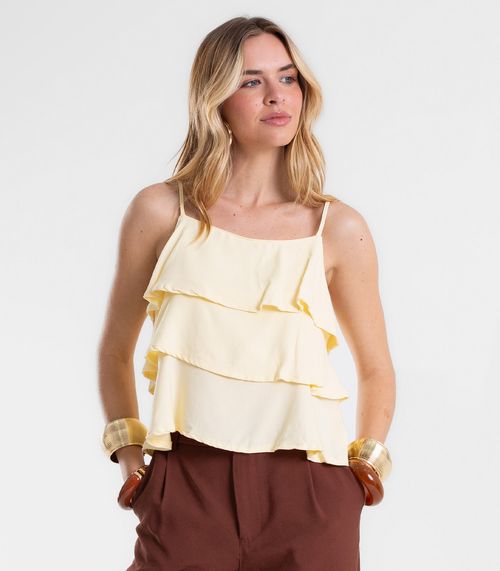 Blusa Feminina  De Alça Com Babados Endless Amarelo