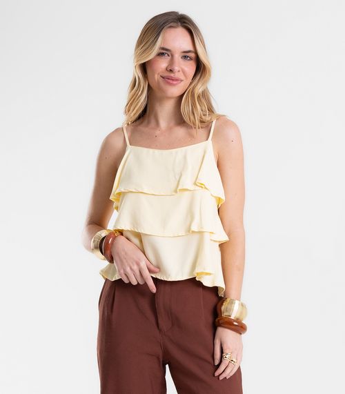 Blusa Feminina  De Alça Com Babados Endless Amarelo