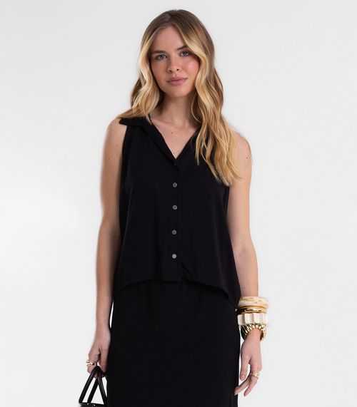 Camisa Feminina Sem Manga Decote V Endless Preto