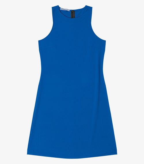 Vestido Feminino Curto Em Crepe Endless Azul