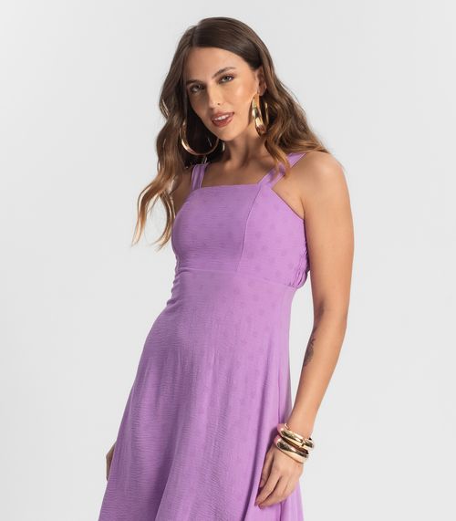 Vestido Feminino Midi Evasê De Alça Endless Roxo