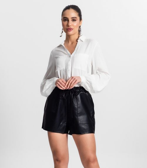 Shorts Feminino PU Sintético Endless Preto