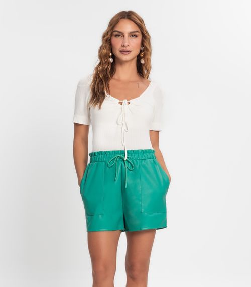 Shorts Feminino PU Sintético Endless Verde