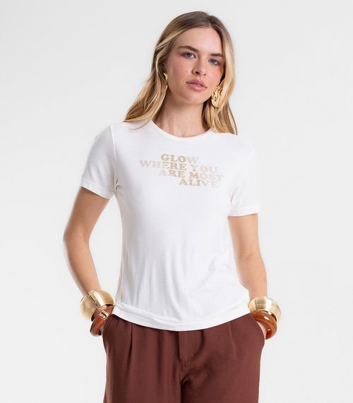 Blusa Feminina Com Estampa Em Foil Viscose Endless Bege