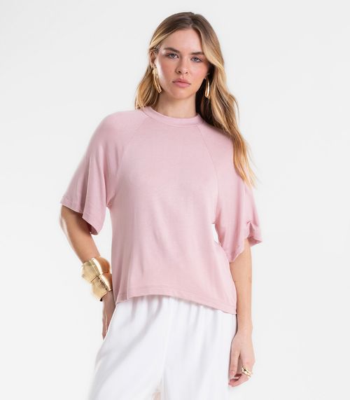 Blusa Feminina Raglan Viscotricot e Ribana Endless Rosa
