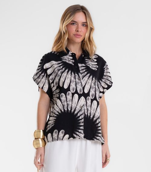 Camisa Feminina Manga Curta Estampada Endless Preto