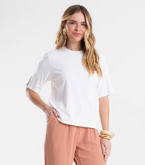 Blusa Feminina Em Riaban Com Detalhe Manga Endless Bege