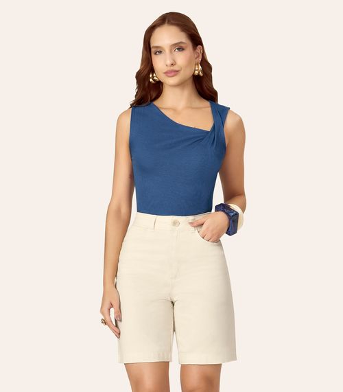 Regata Feminina Assimetrica Em Ribana Endless Azul