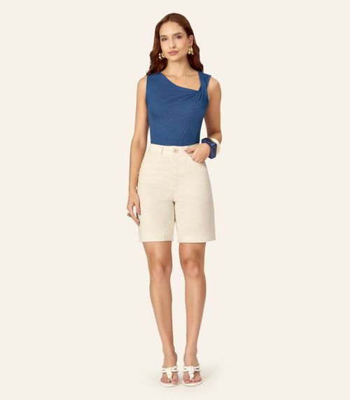 Regata Feminina Assimetrica Em Ribana Endless Azul