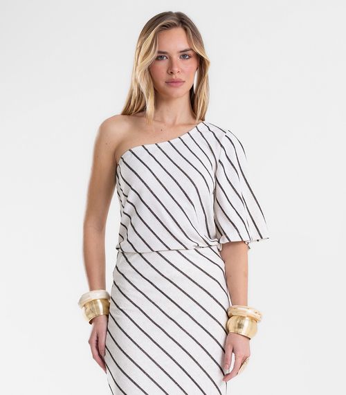 Blusa Feminina Viscolinho Lurex Ombro Só Endless Preto