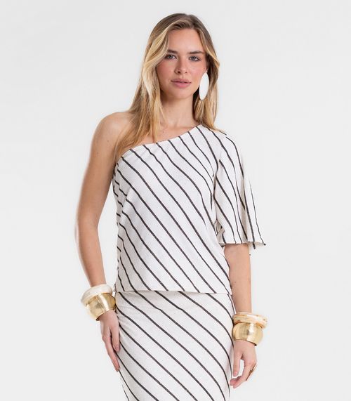 Blusa Feminina Viscolinho Lurex Ombro Só Endless Preto