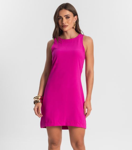 Vestido Feminino Curto Em Crepe Endless Rosa