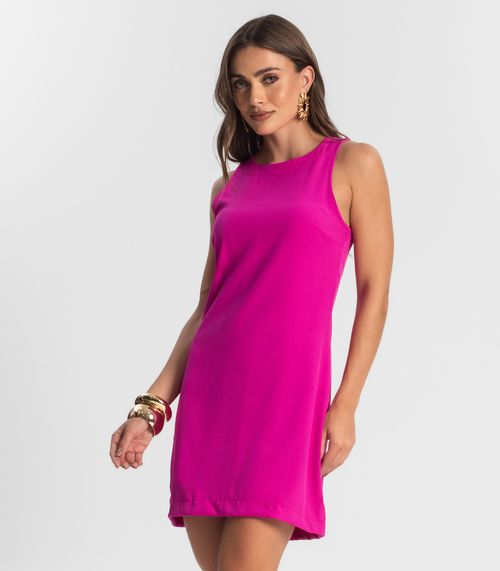 Vestido Feminino Curto Em Crepe Endless Rosa