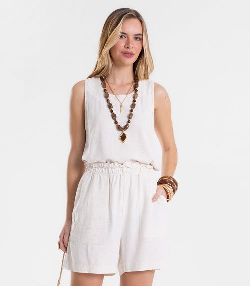 Shorts Feminino Clochard Em Linho Endless Bege
