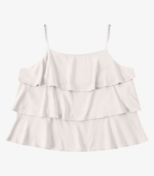 Blusa Feminina  De Alça Com Babados Endless Bege
