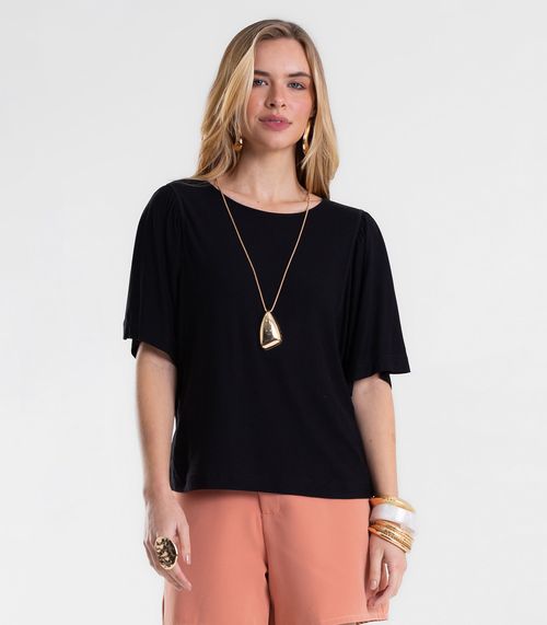 Blusa Feminina Manga Ampla Lisa Em Viscose Endless Preto