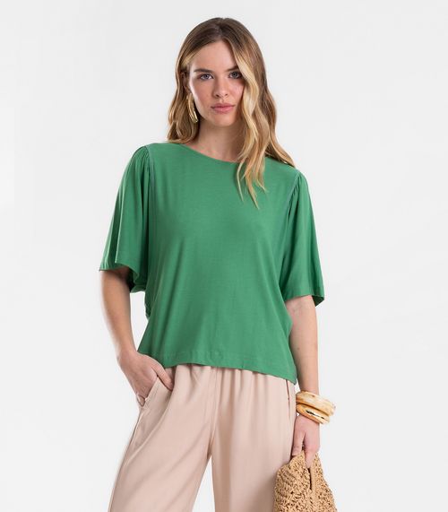 Blusa Feminina Manga Ampla Lisa Em Viscose Endless Verde