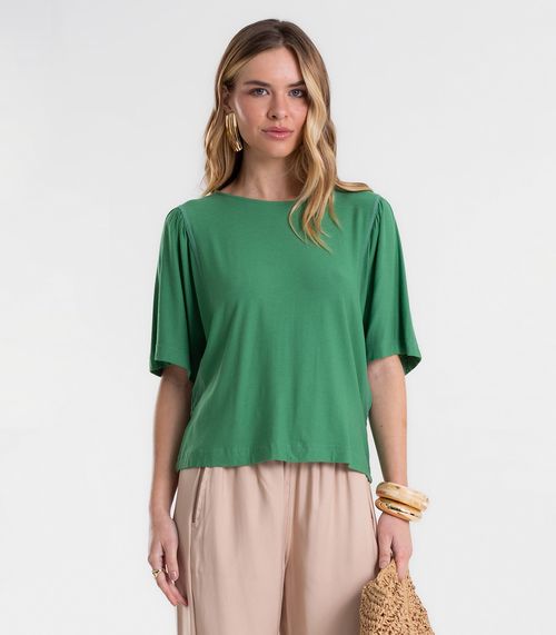 Blusa Feminina Manga Ampla Lisa Em Viscose Endless Verde