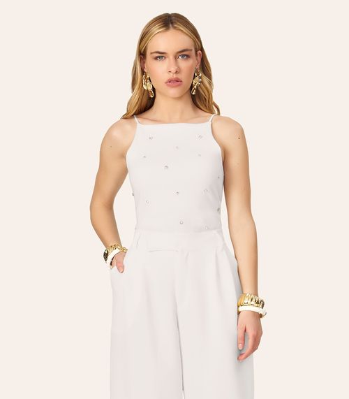 Blusa Feminina De Alça Com Rebites Ribana Endless Bege