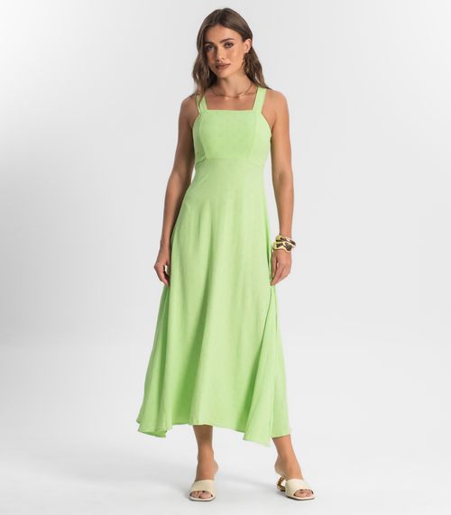 Vestido Feminino Midi Evasê De Alça Endless Verde
