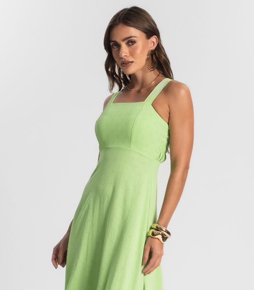 Vestido Feminino Midi Evasê De Alça Endless Verde