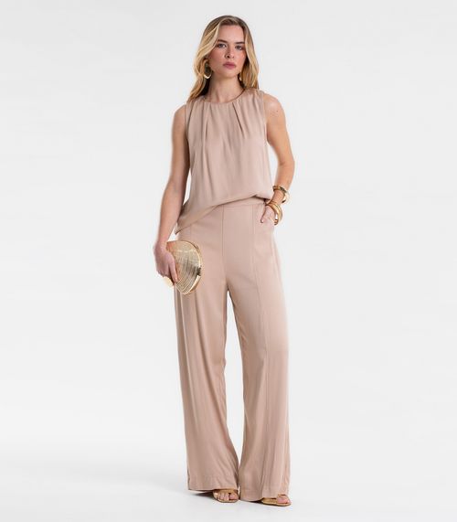 Calça Feminina Alfaiataria Em Viscose Endless Marrom