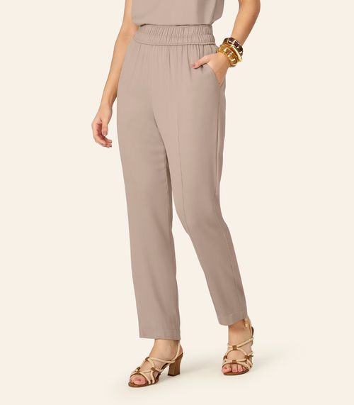 Calça Feminina Reta Em Viscose Endless Bege