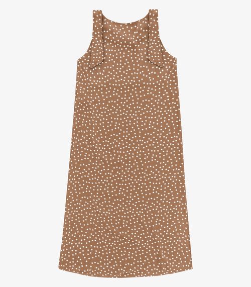 Vestido Feminino Midi Viscose Acetinada Endless Marrom