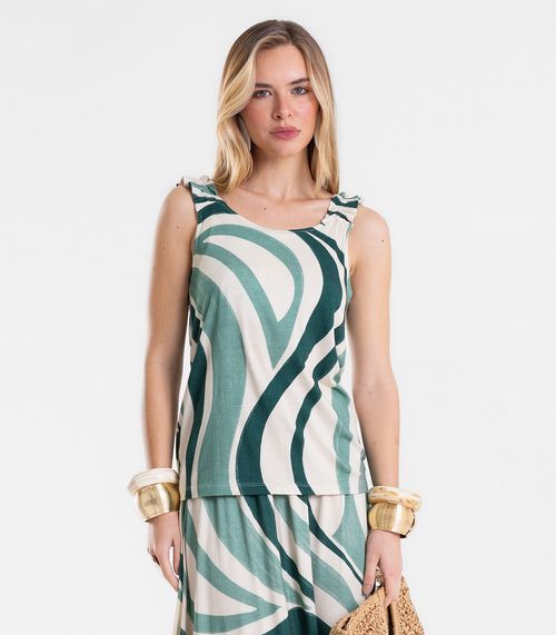 Regata Feminina Viscose Estampada Endless Verde