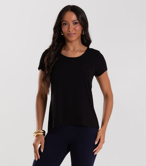 Blusa Feminina Viscotorcion Com Bolso Rovitex Preto