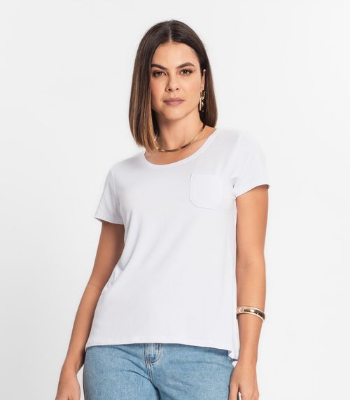 Blusa Feminina Viscotorcion Com Bolso Rovitex Branco