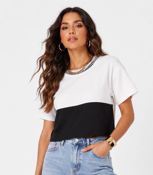 Blusa Feminina Manga Curta Endless Bege