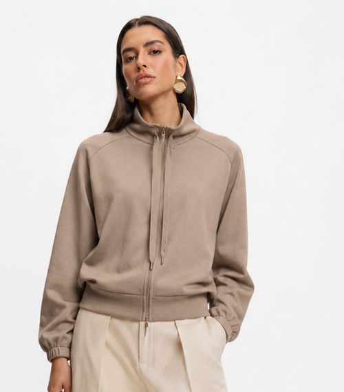 Jaqueta Feminina Gola Alta Com Cadarço Endless Marrom