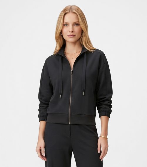 Jaqueta Feminina Gola Alta Com Cadarço Endless Preto