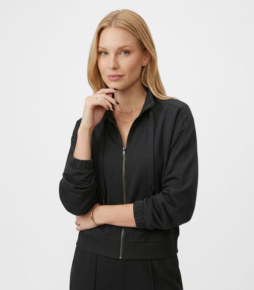 Jaqueta Feminina Gola Alta Com Cadarço Endless Preto